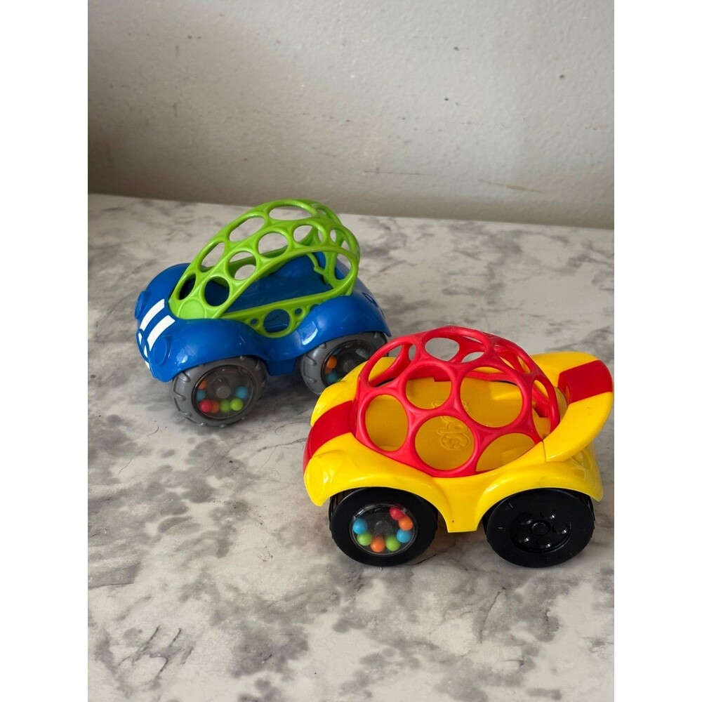 OBALL GO GRIPPERS 4" - Rattle Roll Race Sports Plastic Toy Cars (Lot Of 2)